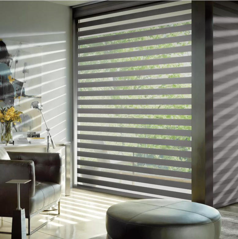 Modern interior with custom window treatments
