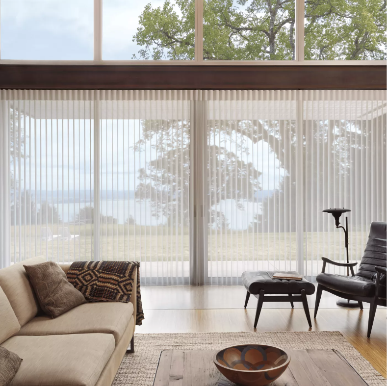 Styled roman shade in a bright room