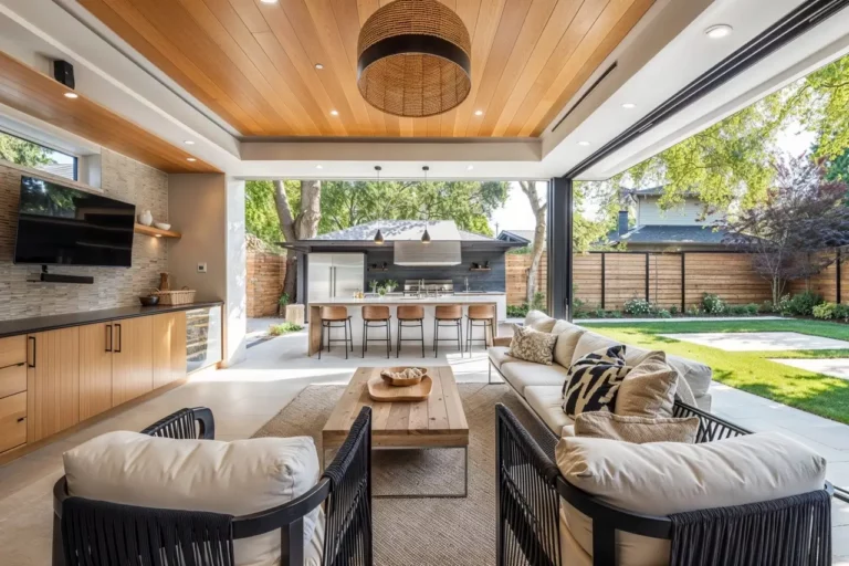 Luxury outdoor kitchen and dining area