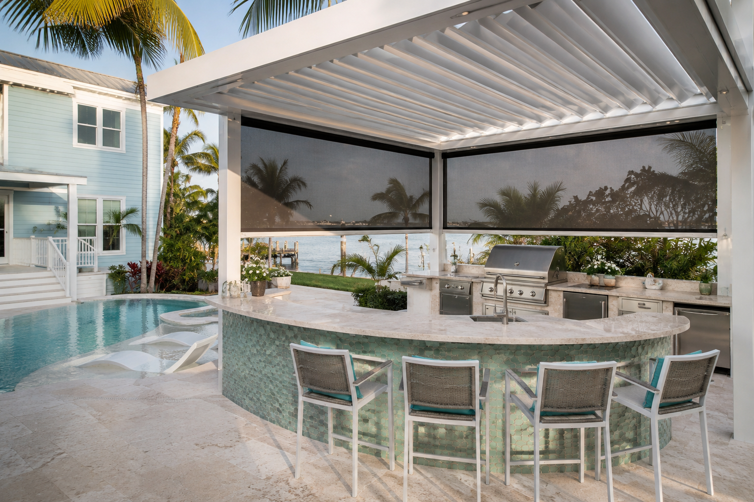 Elegant outdoor living design with modern lounge area