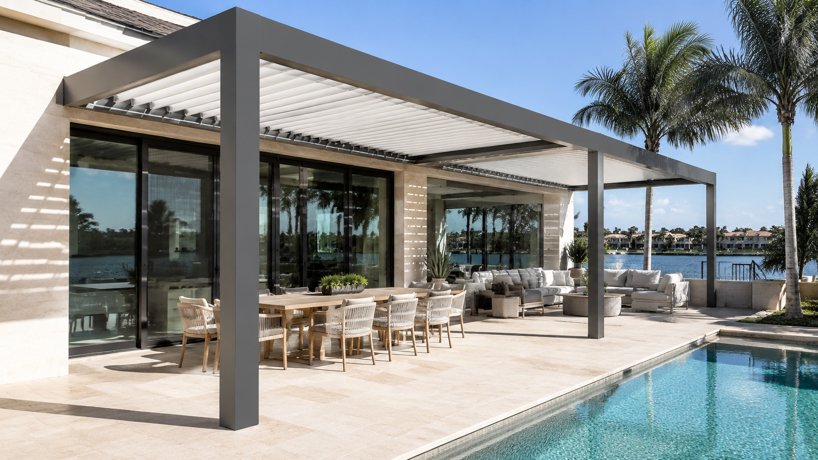 R-Blade Azenco Louvered Pergola