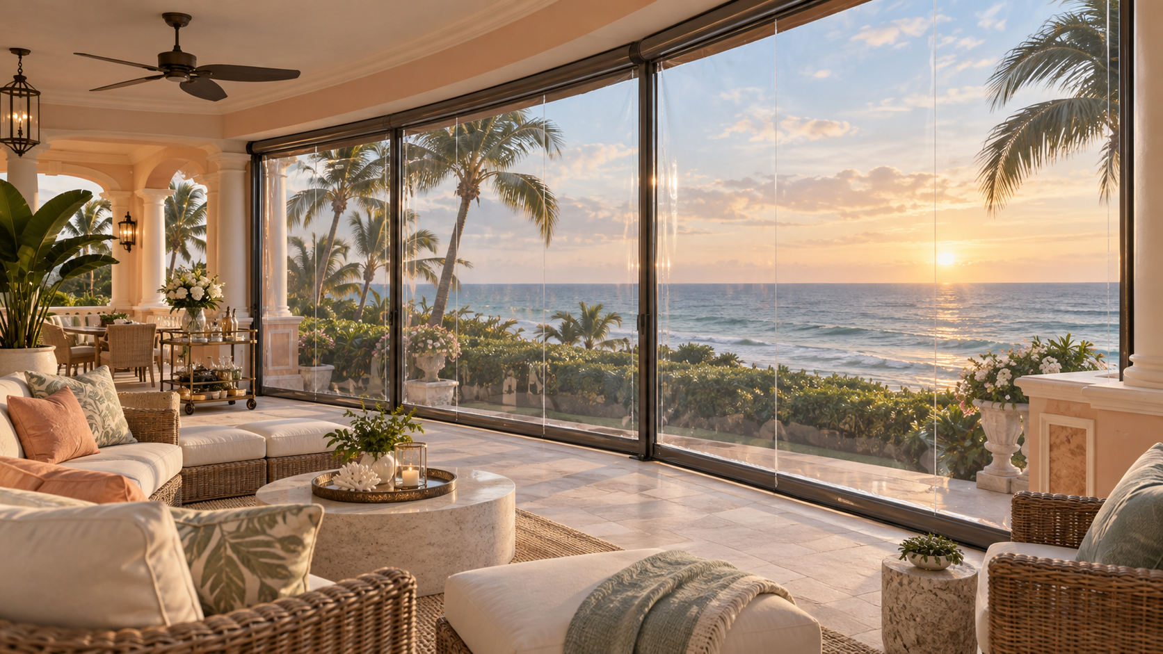 Palm Beach Lounge with Clear Vinyl Screens