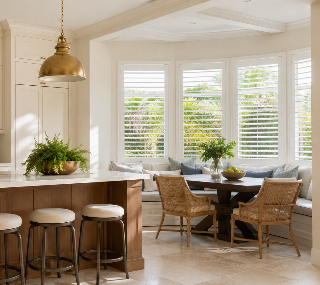 Custom window treatments and elegant living room